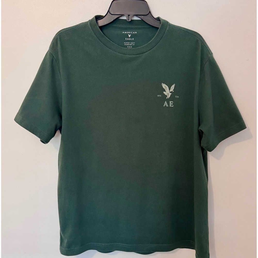 American Eagle Mens Super Soft Standard Fit Graphic T-Shirt Green Size Medium